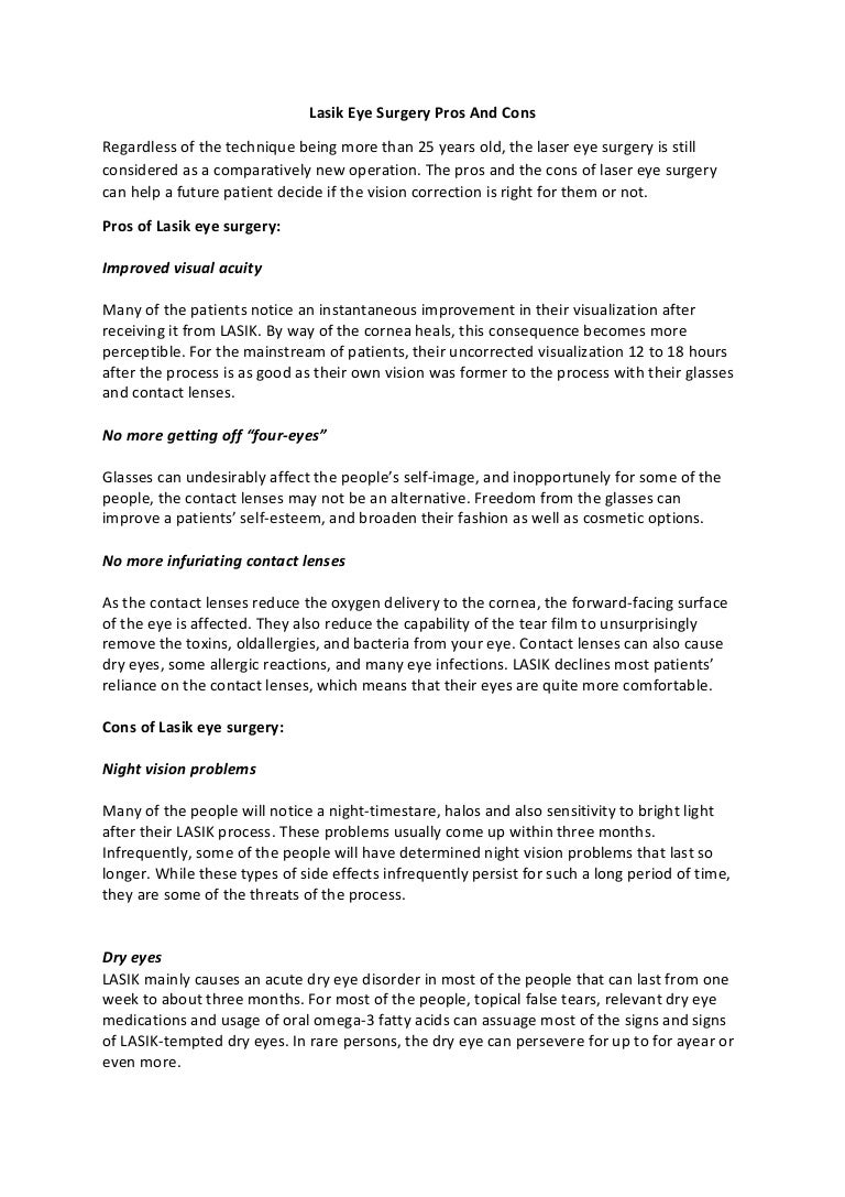 The Pros and Cons of LASIK Surgery The Pros and Cons of LASIK Surgery new pics The Pros and Cons of LASIK Surgery The Pros and Cons of LASIK Surgery new pics